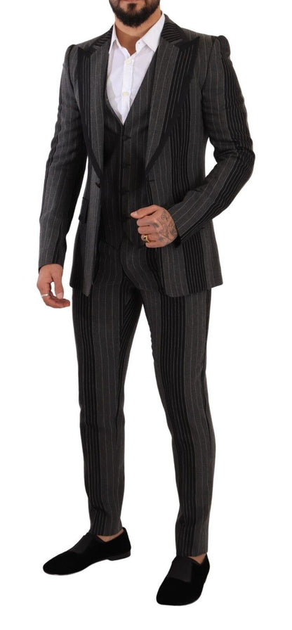 Elegant Striped Three-Piece Suit