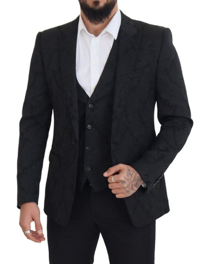 Elegant Black Martini Suit Jacket & Vest Ensemble