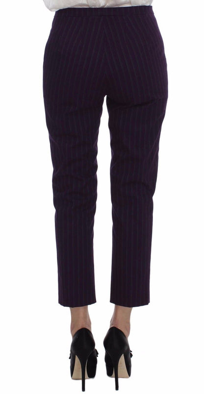 Purple Striped Stretch Coat Blazer Pants Suit