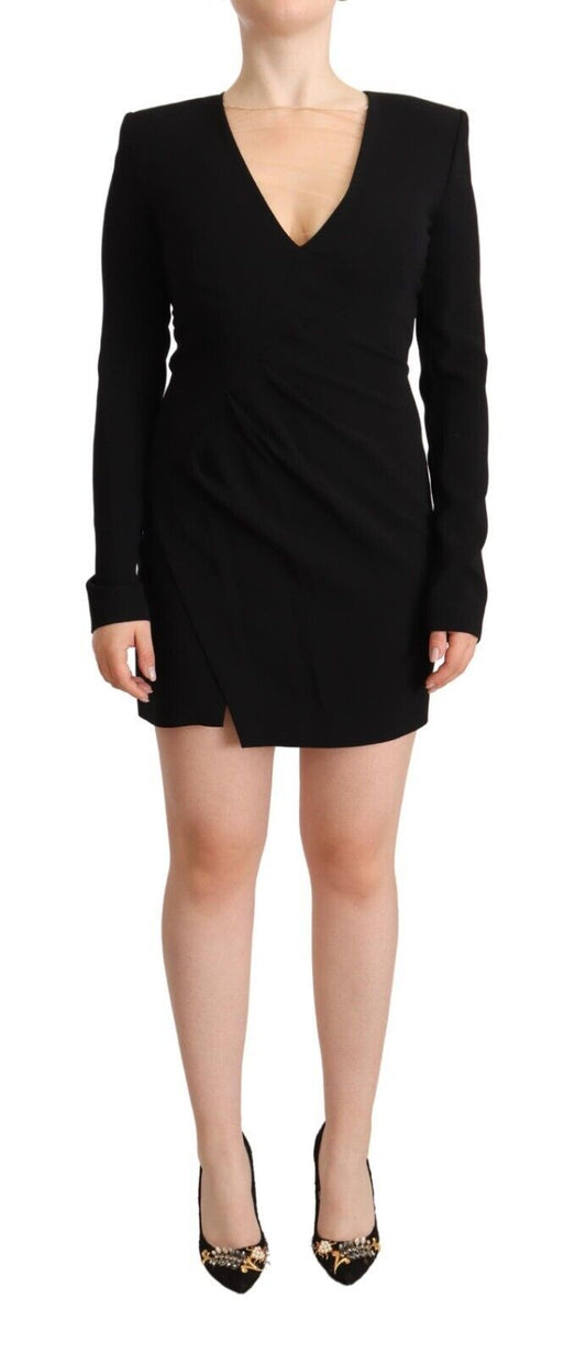 Elegant Black V-Neck Mini Dress