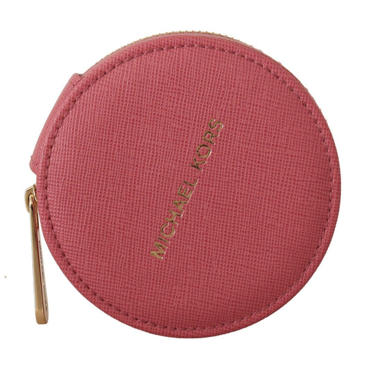 Elegant Pink Leather Round Wallet