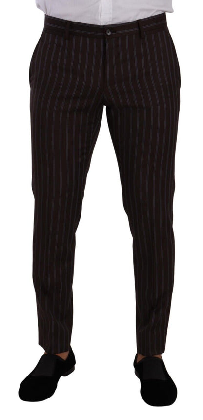 Elegant Maroon Striped Slim Fit Suit
