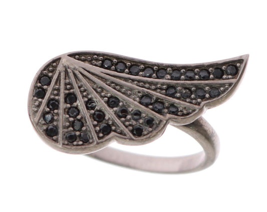 Black Rhodium Silver Crystal Ring