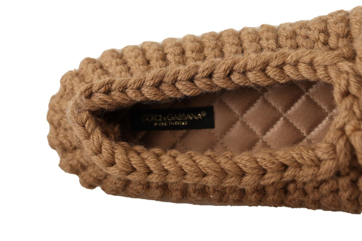 Elegant Wool Knit Ballerina Flats in Brown