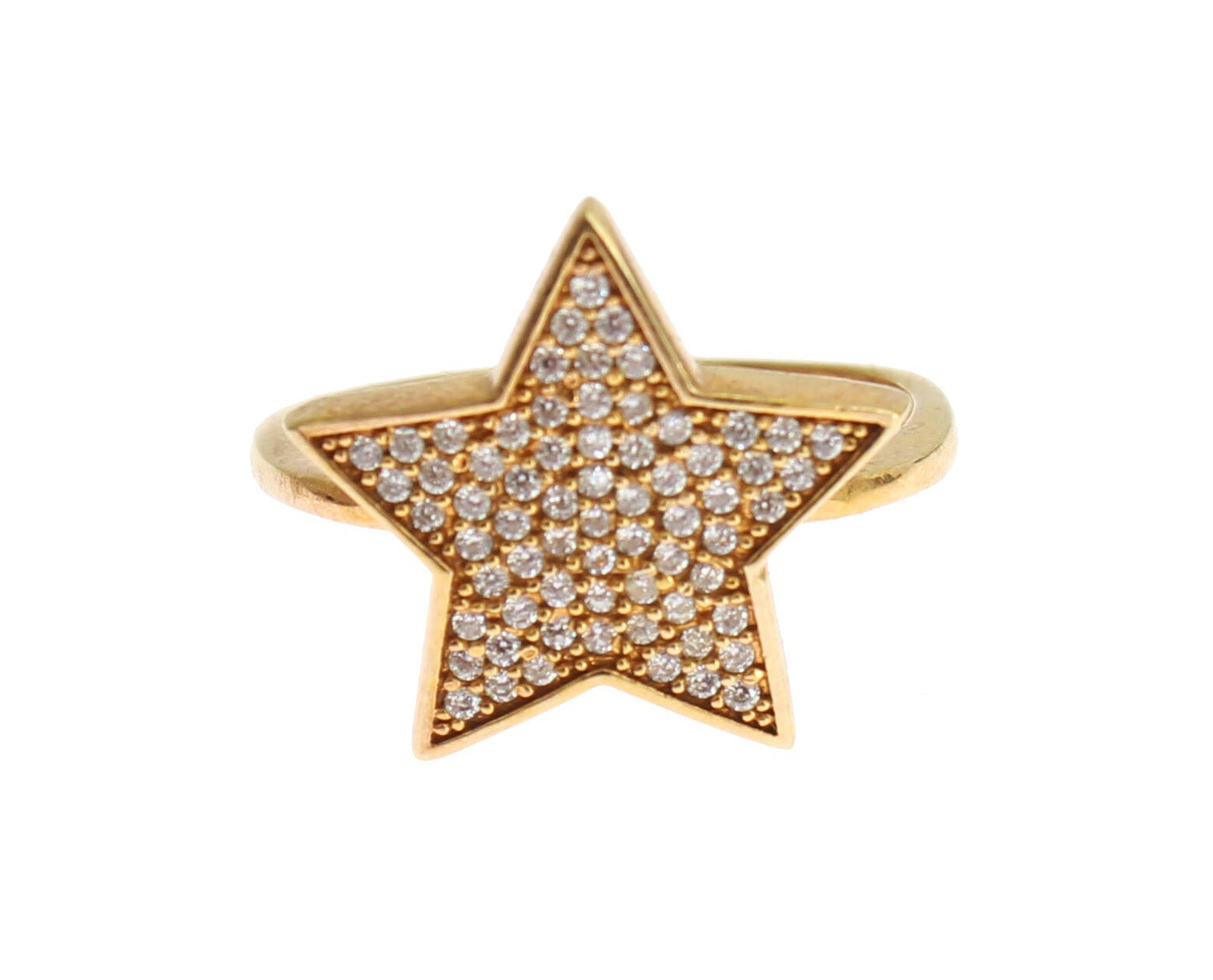 Star Gold 925 Silver Womens Clear Ring