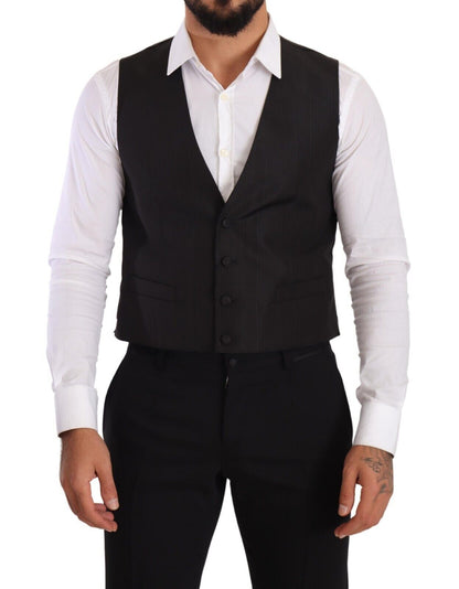 Gray Silk Slim Fit Waistcoat Formal Vest