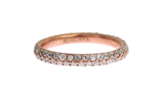 Chic Pink Crystal-Encrusted Silver Ring