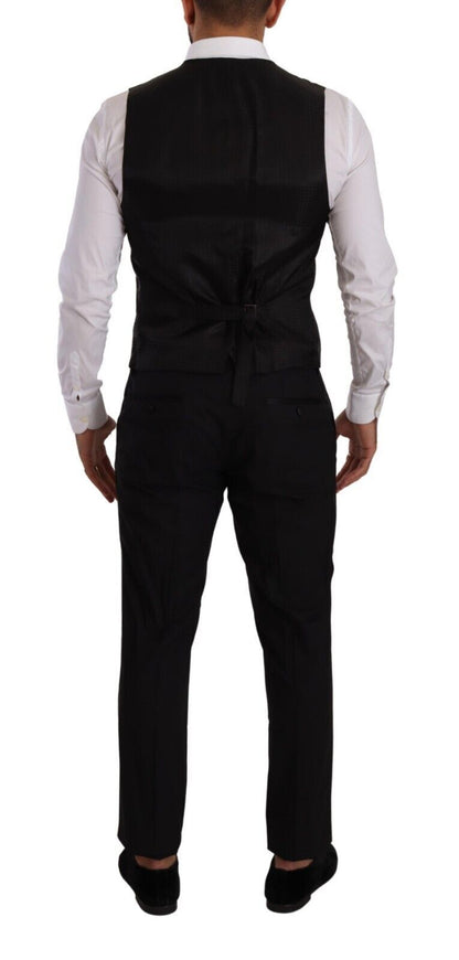 Elegant Black Three-Piece Martini Fit Suit