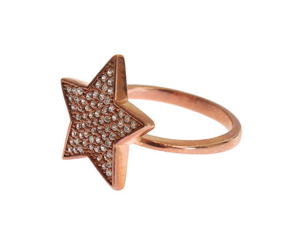 Womens Clear CZ Star 925 Silver Ring