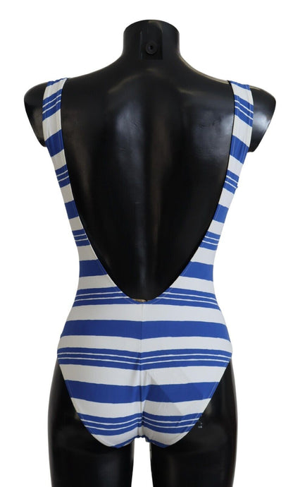 Riviera Chic Blue Striped One Piece Swimsuit