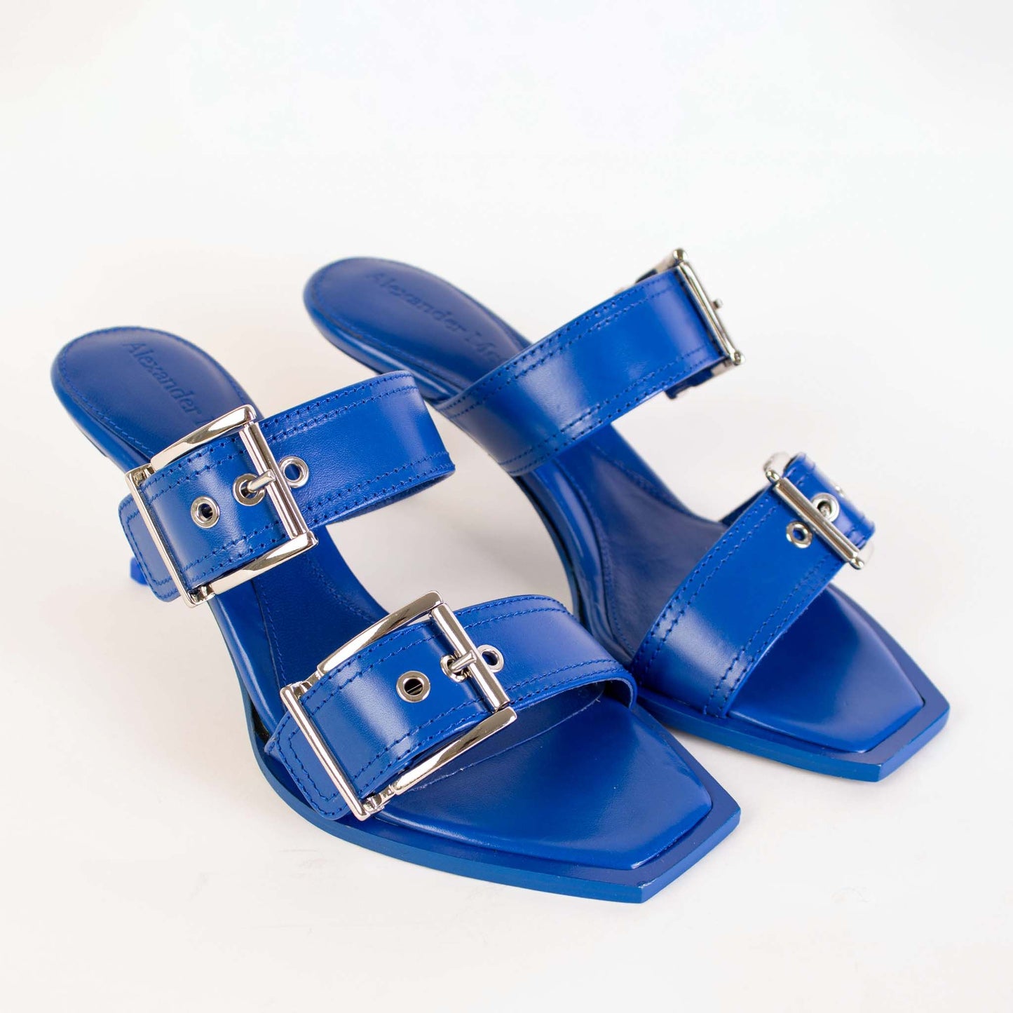 Elegant Heeled Buckle Blue Sandals