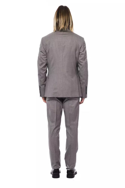 Elegant Gray Italian Wool Suit