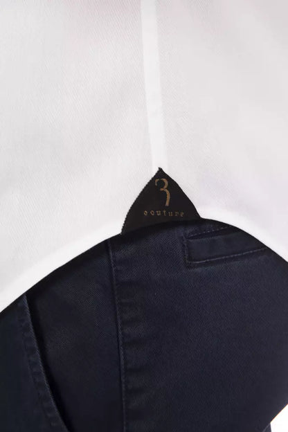 Elegant Monogrammed White Cotton Shirt