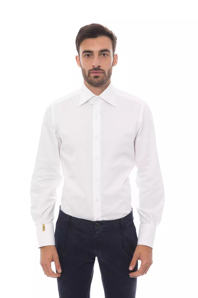 Elegant Monogrammed White Cotton Shirt