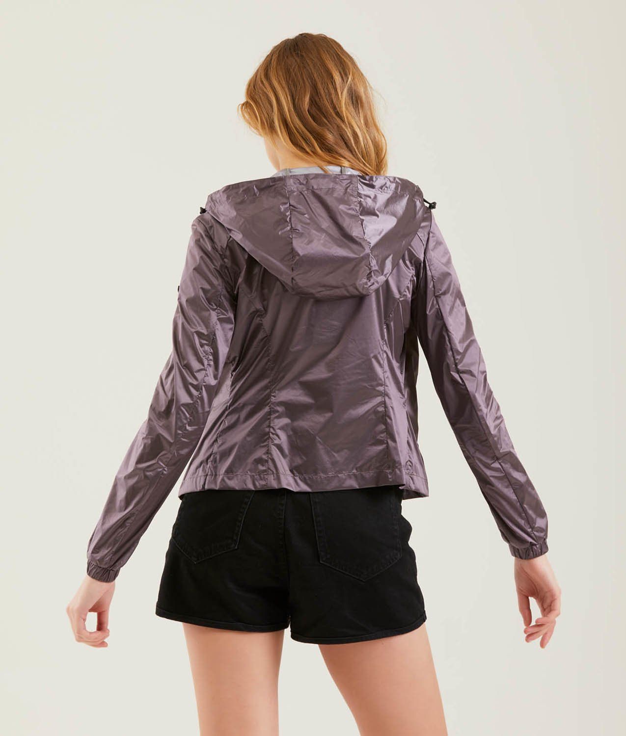 Sleek Ultra-Light Metallic Nylon Jacket