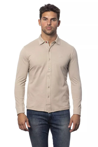 Elegant Beige Regular Fit Cotton Shirt