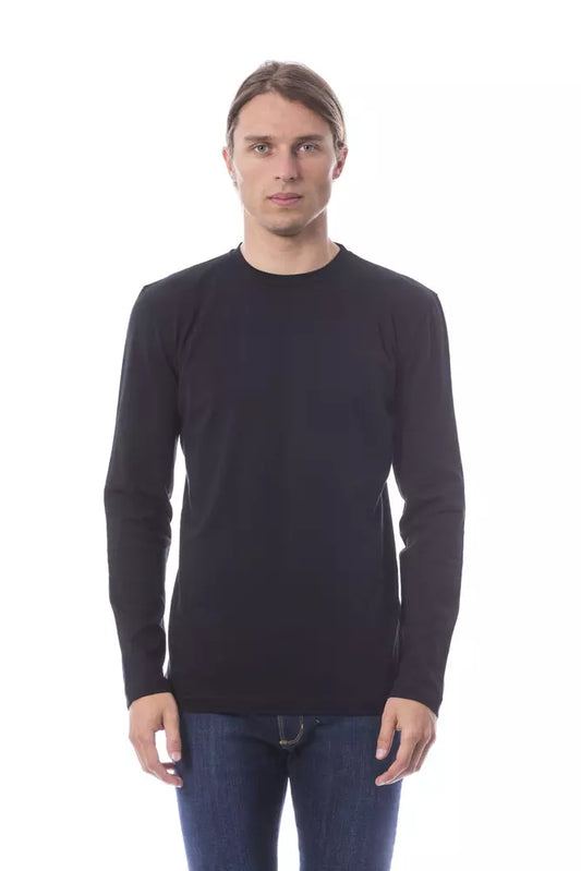 Elegant Black Cotton Long Sleeve T-Shirt
