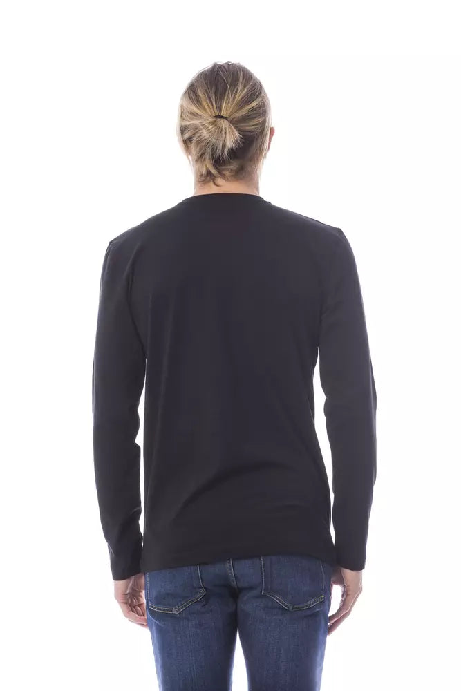 Elegant Black Cotton Long Sleeve T-Shirt