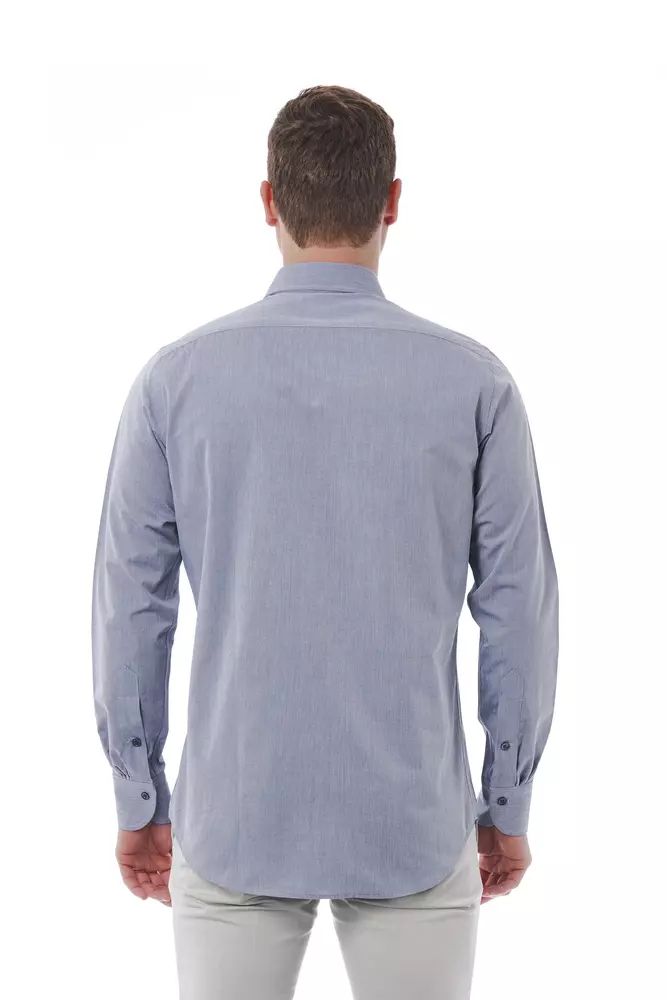 Elegant Gray Italian Collar Shirt