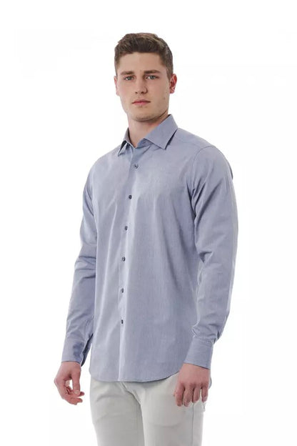 Elegant Gray Italian Collar Shirt
