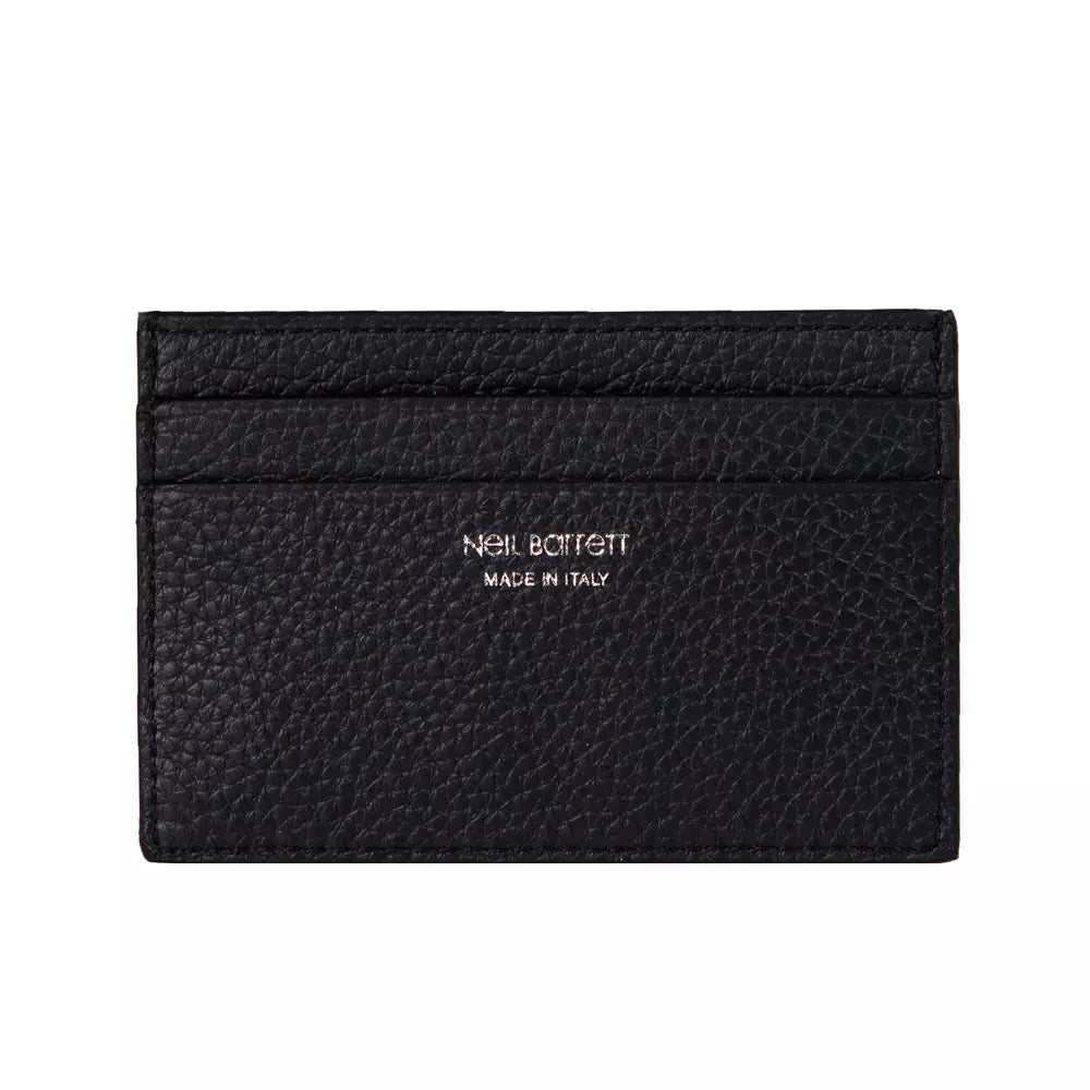 Sleek Black Leather Card Holder Wallet