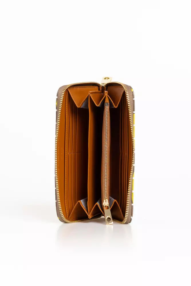 Elegant Striped Leather Zip Wallet