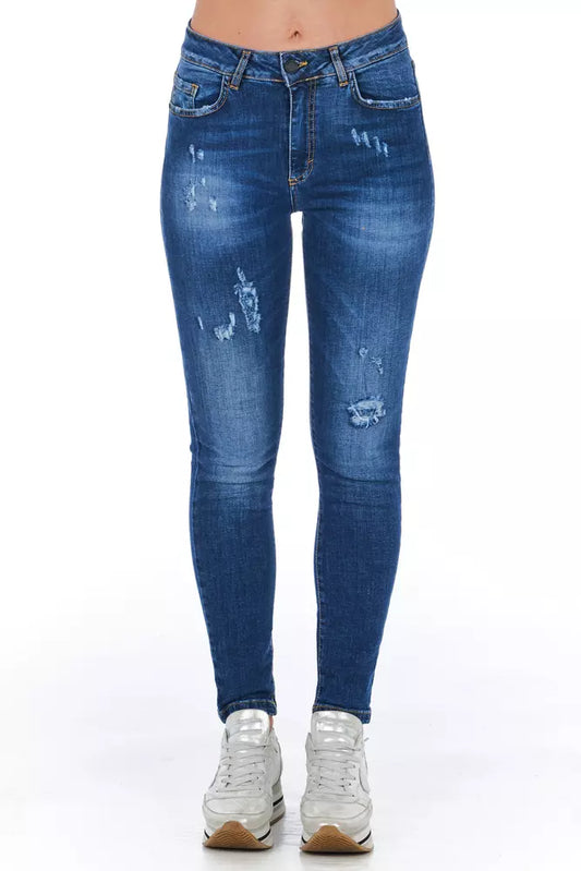 Chic Worn Wash Denim Jeans for Sophisticated Style