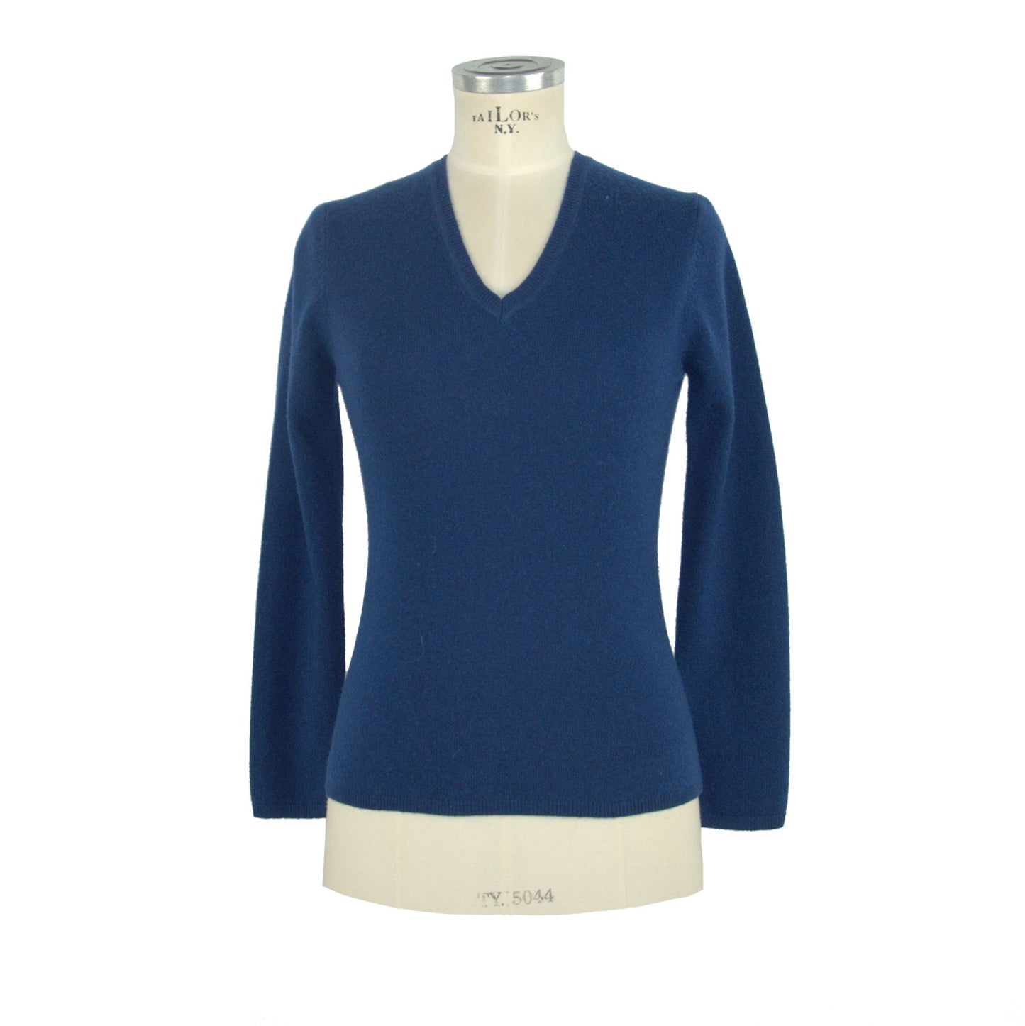 Elegant V-Neck Cashmere Sweater in Blue