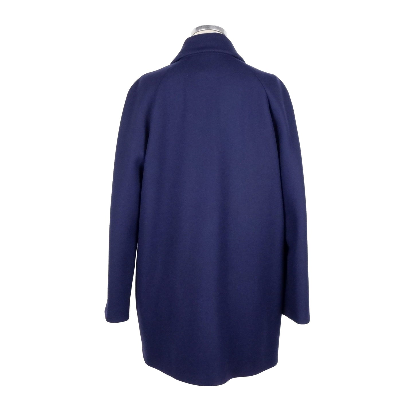 Chic Blue Wool-Blend Winter Coat
