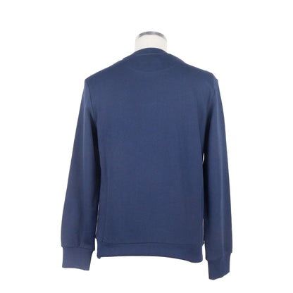 Sleek Blue Cotton Blend Sweatshirt with Rubber Detail