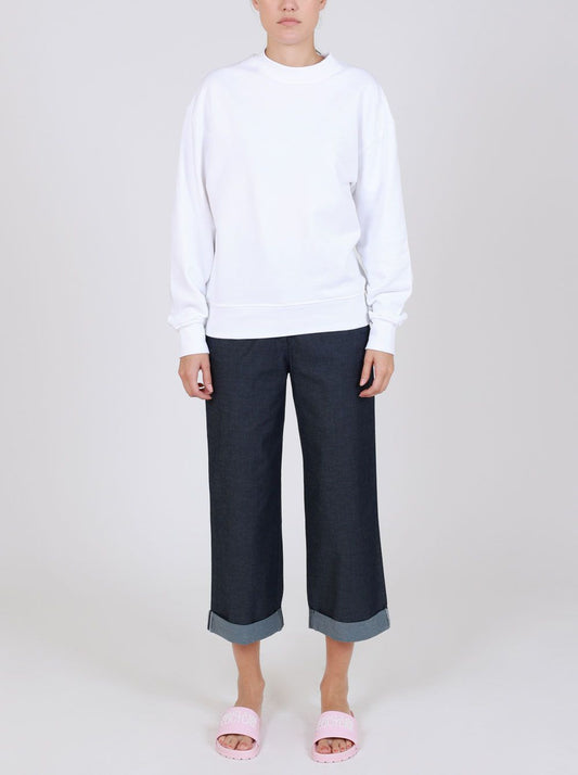 Chic Blue Cotton Trousers with Turn-Up Cuff