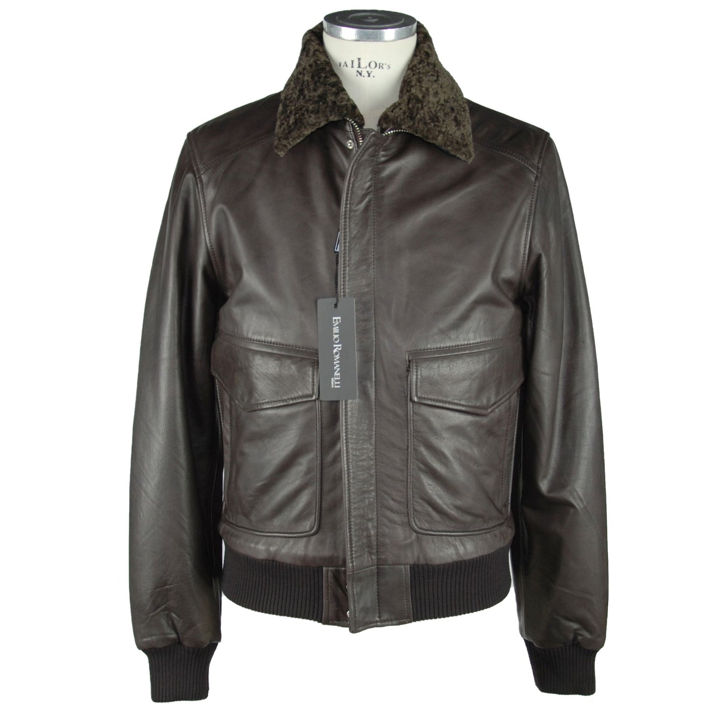 Classic Brown Leather Zip Jacket