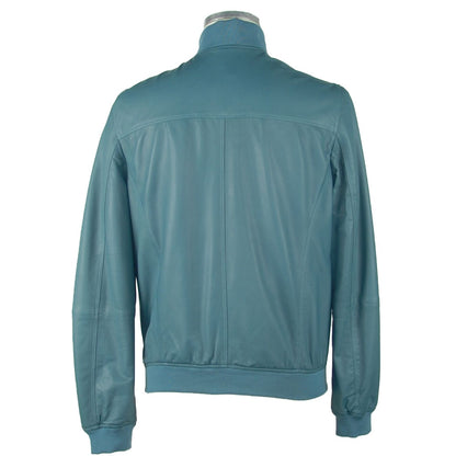Elegant Petrol Blue Leather Jacket