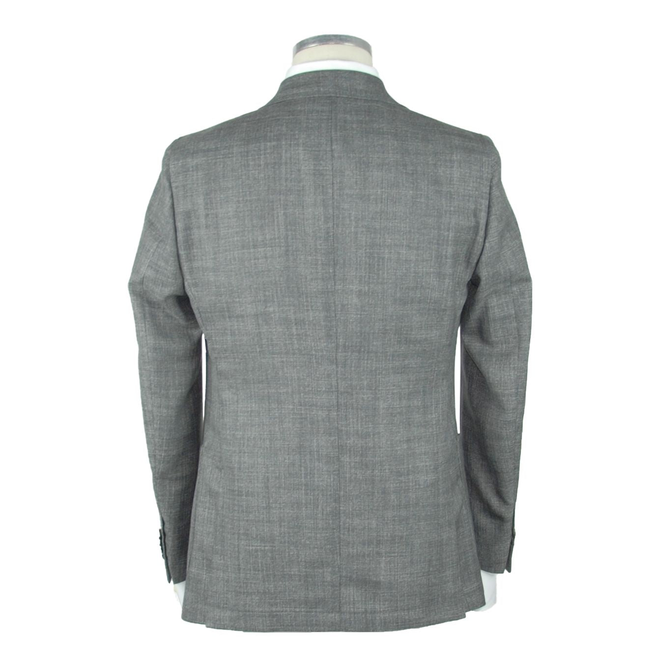 Elegant Gray Slim Wool-Linen Blend Blazer