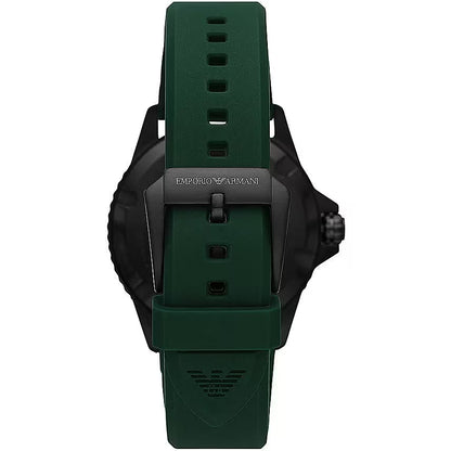 Sleek Diver Timepiece with Green Silicone Band