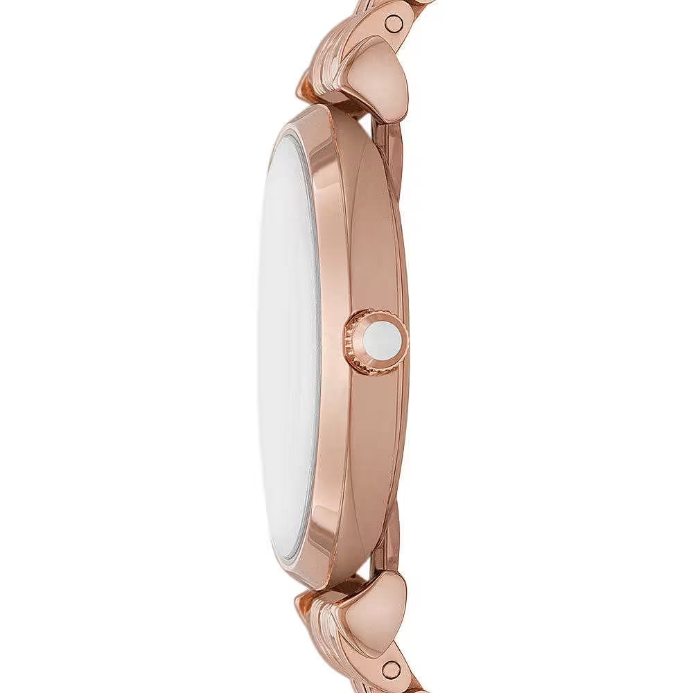 Elegant Pink Bronze Timepiece with Crystals